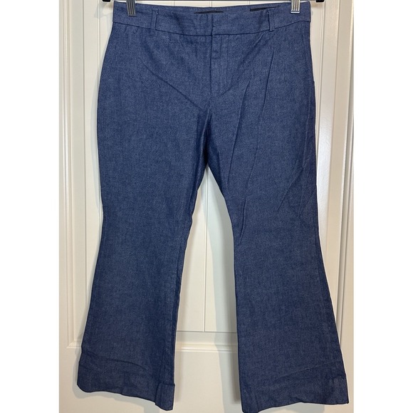 Banana Republic Crop Flare Pants blue cotton rayon viscose stretch sz 4 GUC - Picture 1 of 6